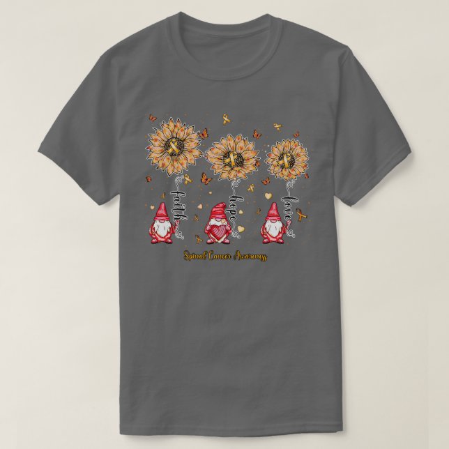 Spinal Awareness gnome Glaube hoffen Sonnenblume T-Shirt (Design vorne)