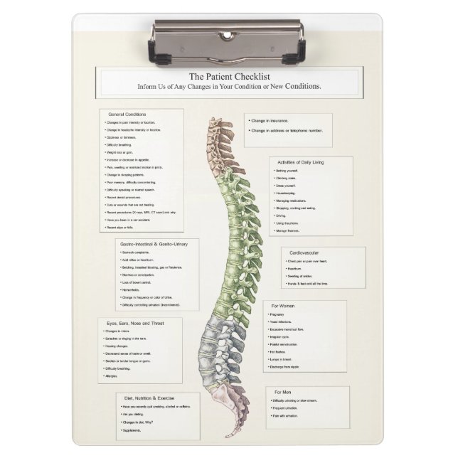 Spinale Dereneration Chiropractic Klemmbrett (Vorderseite)