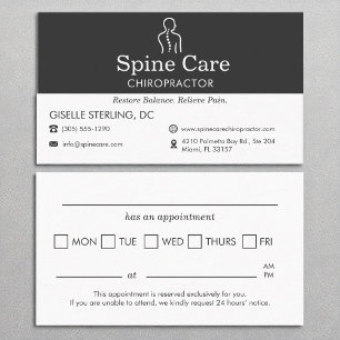 Spine Care Chiropraktiker Amt Ernennung Visitenkarte