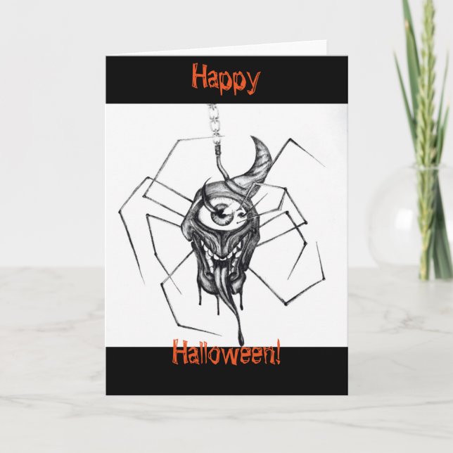 Spinne, die Halloween-Karte zeichnet Karte (Vorderseite)