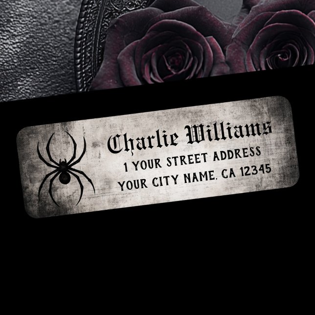 Spinne griffiger Grunge-Halloween-Rücksendeadresse (Spider gritty grunge Halloween return address Label)