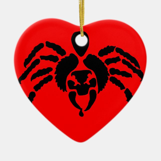 Spinne in Rot Keramik Ornament (Vorne)