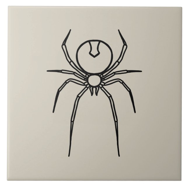 Spinne - Knochen weiß und schwarz Fliese (Vorderseite)