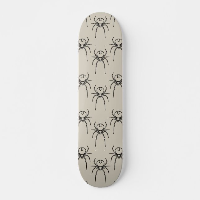 Spinne - Knochen weiß und schwarz Skateboard (Vorne)