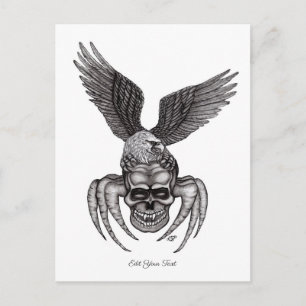 Spinne mit Adler im Tattoo-Stil Postkarte