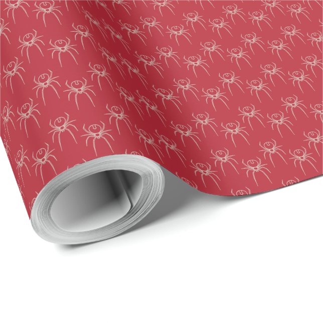 Spinne - Rot und Knochen weiß Geschenkpapier (Rolleneckpunkt)