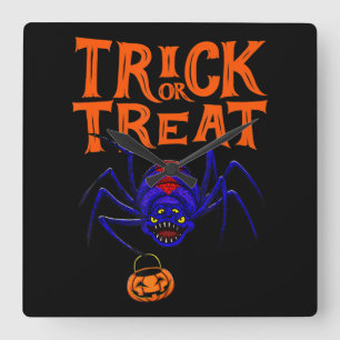 Spinne Trick Or Treat Shirt Frauen Lustiger Hallow Quadratische Wanduhr