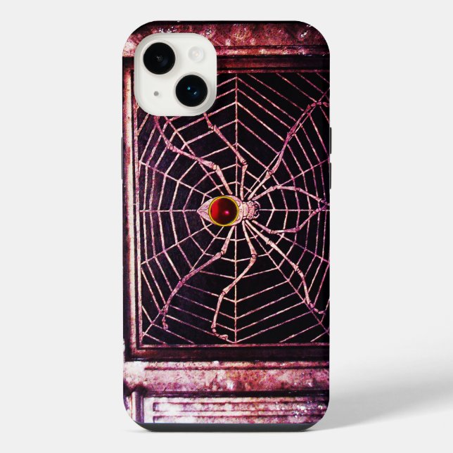 SPINNE UND NETZ Roter Rubin Schwarz iPhone Hülle (Rückseite)