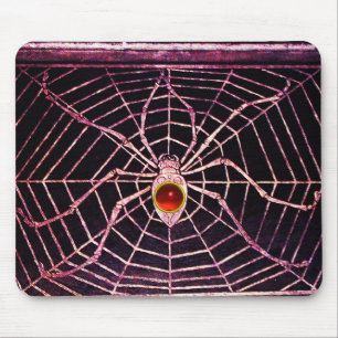 SPINNE UND NETZ rotes karminrotes Schwarzes Mousepad