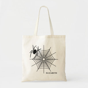 Spinne und Spinnennetz mit einfachem Namen Hallowe Tragetasche