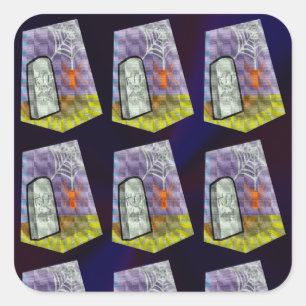 Spinnen aus dem Web und ein RIP Marker Muster Quadratischer Aufkleber