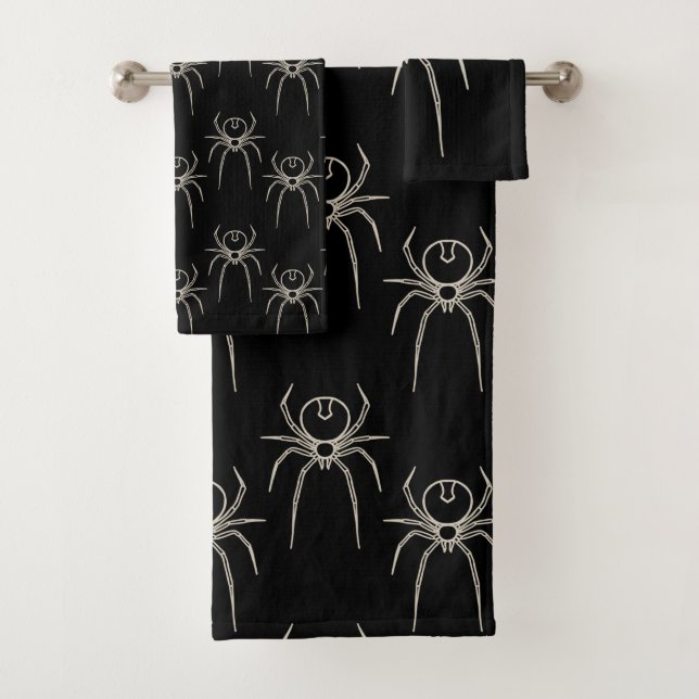 Spinnen - Battschwarz und Knochen weiß Badhandtuch Set (Insitu)