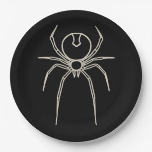 Spinnen - Battschwarz und Knochen weiß Pappteller