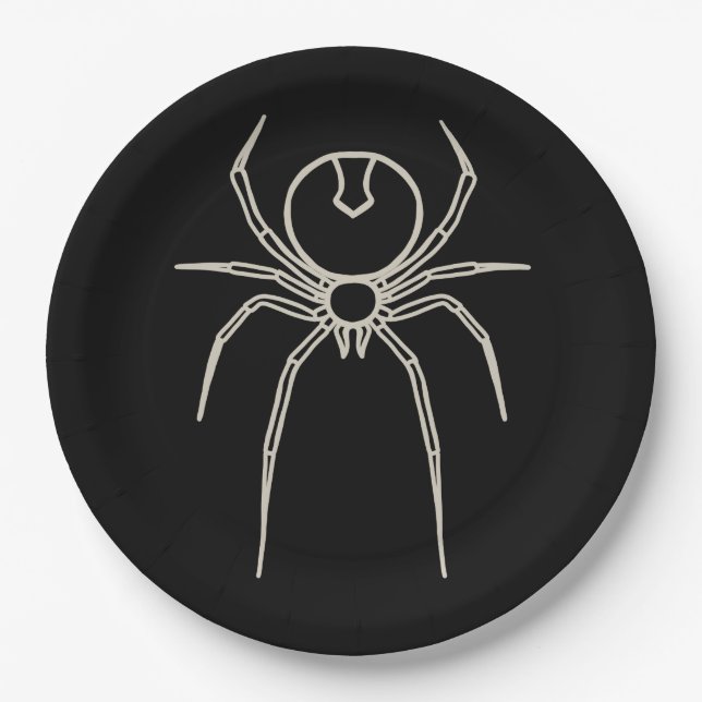 Spinnen - Battschwarz und Knochen weiß Pappteller (Vorderseite)
