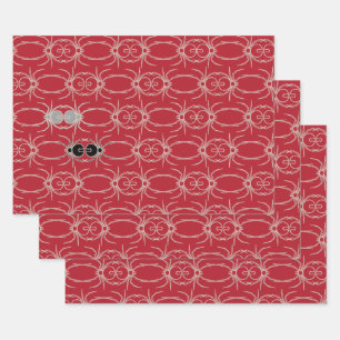 Spinnen - Blutrot und Knochenweiß Geschenkpapier Set