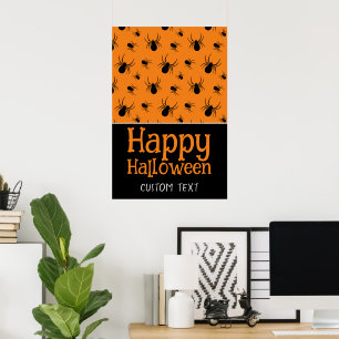 Spinnen Frohes Halloween Schwarz Orange Benutzerde Poster