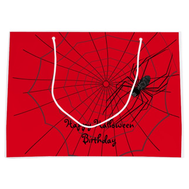 Spinnen Halloween-Geschenktasche, anpassen Große Geschenktüte (Vorderseite)