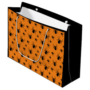Spinnen Halloween Muster Schwarz und Orange Große Geschenktüte