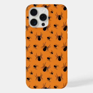Spinnen Halloween Muster Schwarz und Orange iPhone 15 Pro Max Hülle