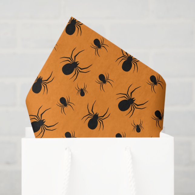Spinnen Halloween Muster Schwarz und Orange Seidenpapier (Geschenktüte)
