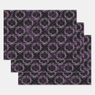 Spinnen in Verzierten Rahmen auf Lila Geschenkpapier Set