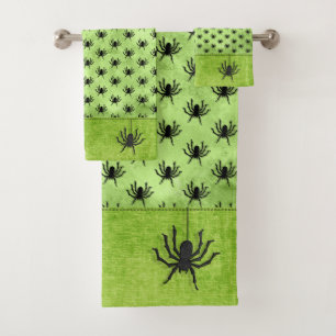 Spinnen-Muster-Grün-Schmutz Halloweens enormer Badhandtuch Set