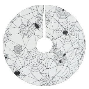 Spinnen-Netz-Halloween-Muster Polyester Weihnachtsbaumdecke