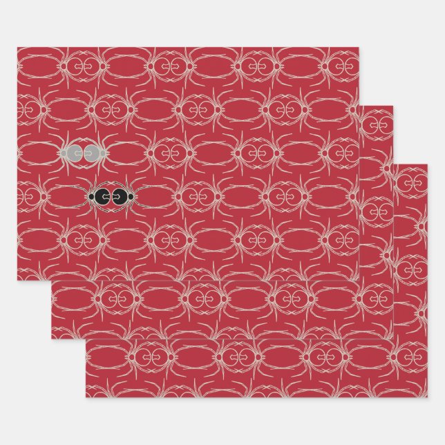 Spinnen - Rot und Knochen weiß Geschenkpapier Set (Set)