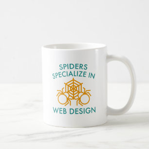 Spinnen sind auf Webdesign spezialisiert Kaffeetasse