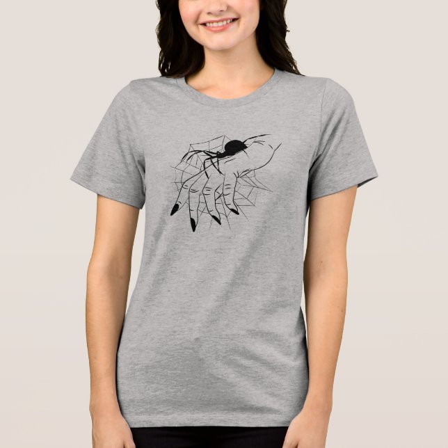 Spinnen Web & Hand Illustration Tri-Blend Shirt (Vorderseite)