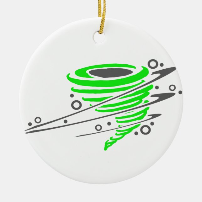 Spinnender grüner Tornado Keramikornament (Vorne)