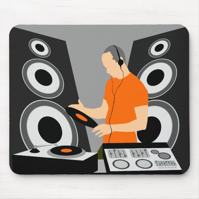 Spinnendes Vinyl DJ an den Plattformen Mousepad (Vorne)