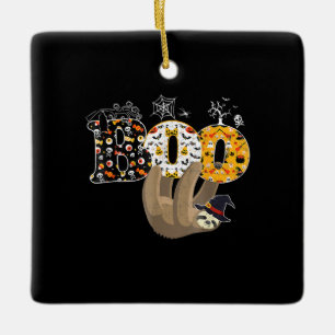 Spinnengeschenk Boo Halloween mit Sloth Hexenhut Keramikornament