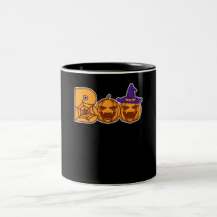 Spinnengeschenk Boo Halloween Pumpkin Faces Spid Zweifarbige Tasse
