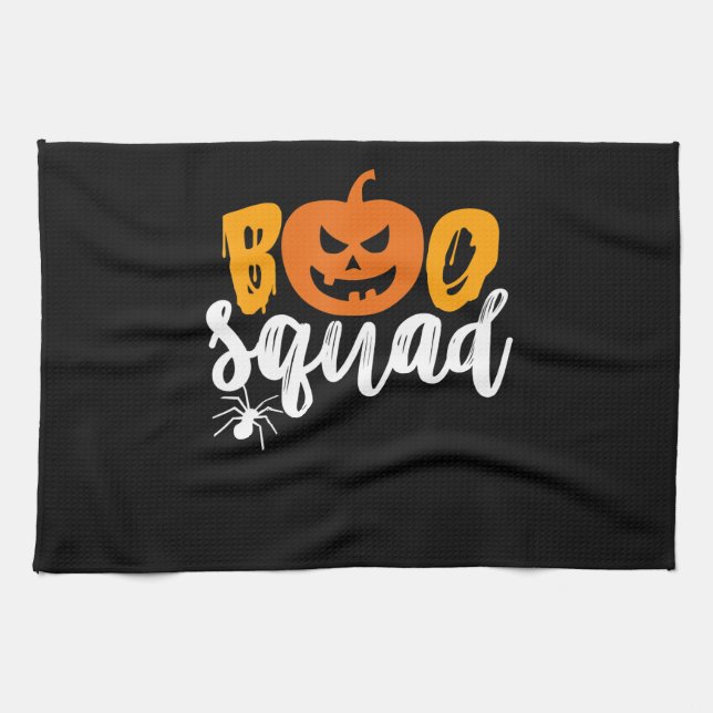 Spinnengeschenk | Boo Squad - Pumpkin Spiole Hallo Geschirrtuch (Horizontal)