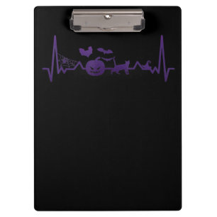Spinnengeschenk   Funny Heartbeat Line Halloween Klemmbrett