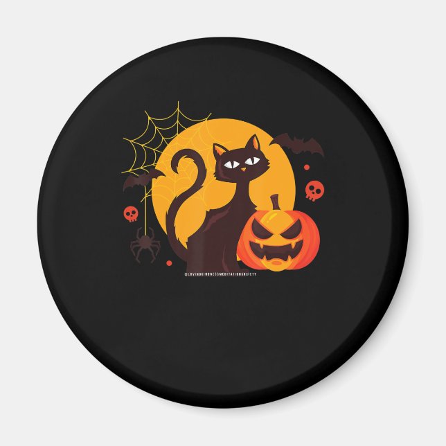 Spinnengeschenk | Halloween Black Cat Spipumkin Magnet (Vorne)