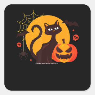 Spinnengeschenk Halloween Black Cat Spipumkin Quadratischer Aufkleber