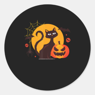 Spinnengeschenk Halloween Black Cat Spipumkin Runder Aufkleber