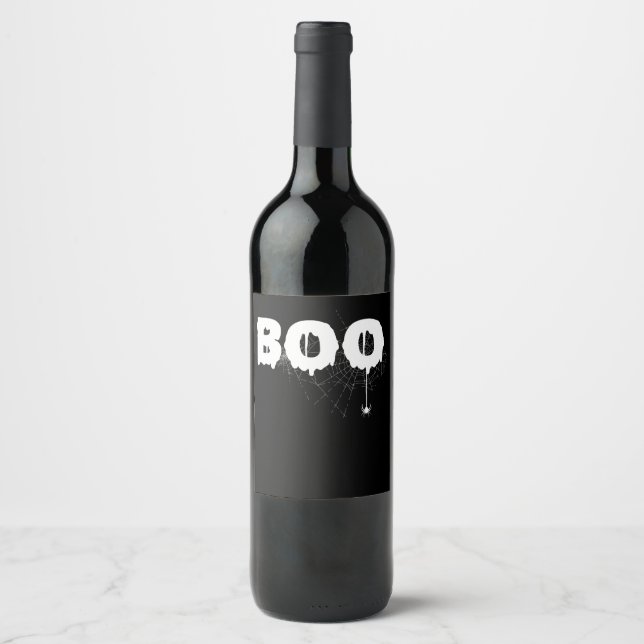 Spinnengeschenk | Halloween Funny Beängstigend Lit Weinetikett (Vorderseite)