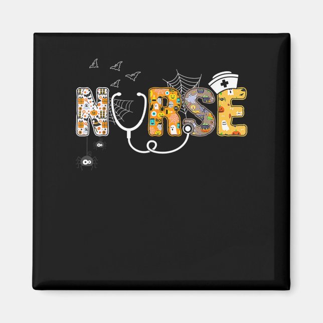 Spinnengeschenk | Halloween-Krankenschwester mit K Magnet (Vorne)