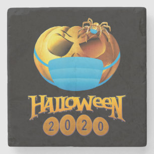Spinnengeschenk Halloween Pumpkin and Spiole Mas Steinuntersetzer