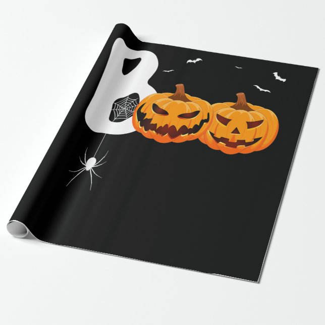 Spinnengeschenk | Halloween Pumpkins Spider Geschenkpapier (Ungerollt)