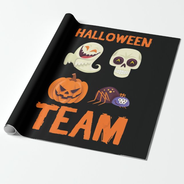Spinnengeschenk | Halloween Team Pumpkin Ghost Spi Geschenkpapier (Ungerollt)