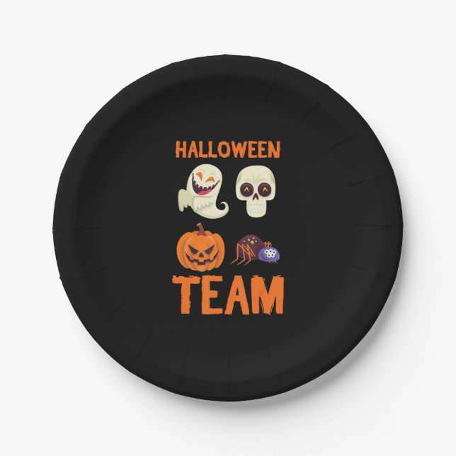 Spinnengeschenk | Halloween Team Pumpkin Ghost Spi Pappteller (Vorderseite)