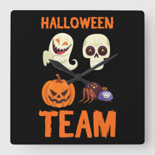 Spinnengeschenk Halloween Team Pumpkin Ghost Spi Quadratische Wanduhr