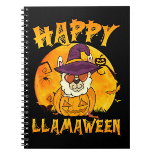 Spinnengeschenk Happy Llamaween Llama Hexe Spide Notizblock
