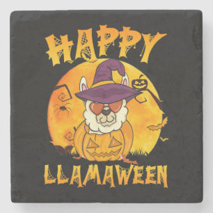 Spinnengeschenk Happy Llamaween Llama Hexe Spide Steinuntersetzer