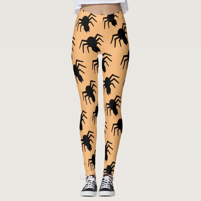 Spinnenmuster schwarz orange leggings (Vorderseite)