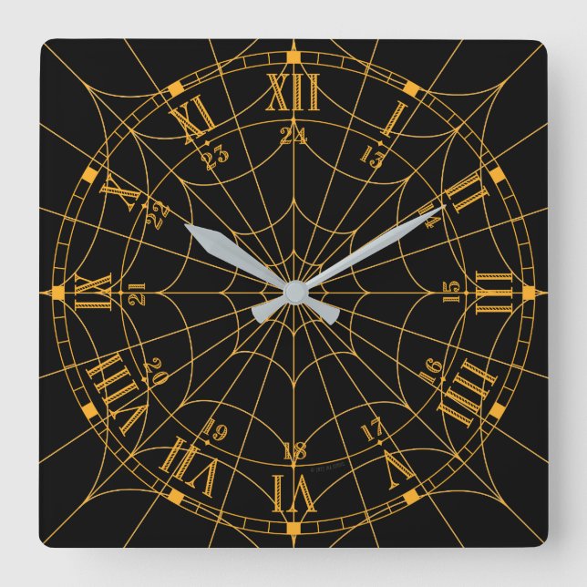 Spinnennetz-Acryl-Wanduhr Quadratische Wanduhr (Vorderseite)